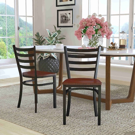 Flash Furniture Black Ladder Chair-Mah Seat, PK2 2-XU-DG694BLAD-MAHW-GG